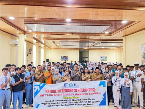 Tekan Risiko Kecelakaan Pelajar, Polres Lampung Tengah Gelar Dikmas dan Pelatihan PKS di SMAN 1 Terusan Nunyai